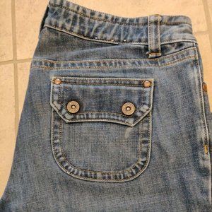 Gap Maternity women's size 10R blue denim jeans ultra low rise bootcut zip up